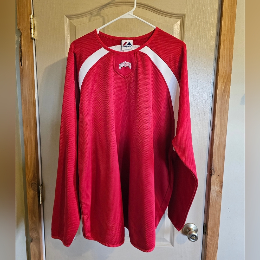 Vintage Ohio State University Thermal Type Thick Sweater By Majestic.